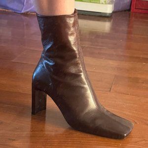 Miista brown square toe high heeled boot - size EU40 but fits size EU39